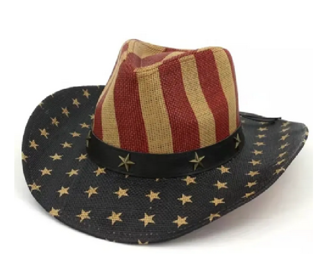 Tan American Flag Cowboy Hat