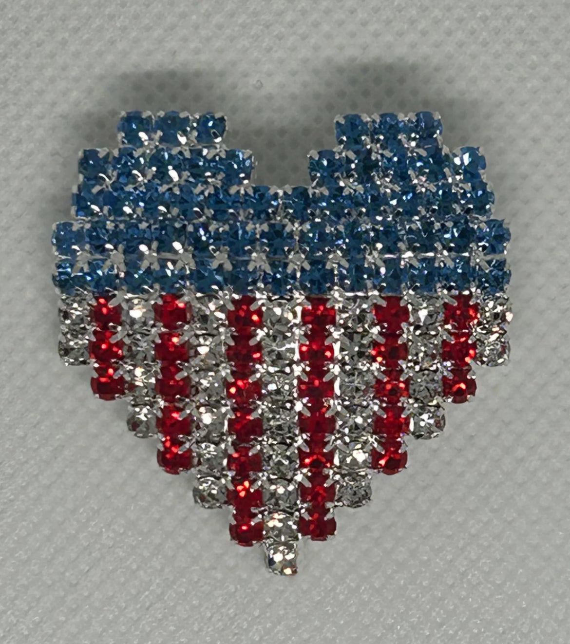 Heart American Flag Rhinestone Brooch