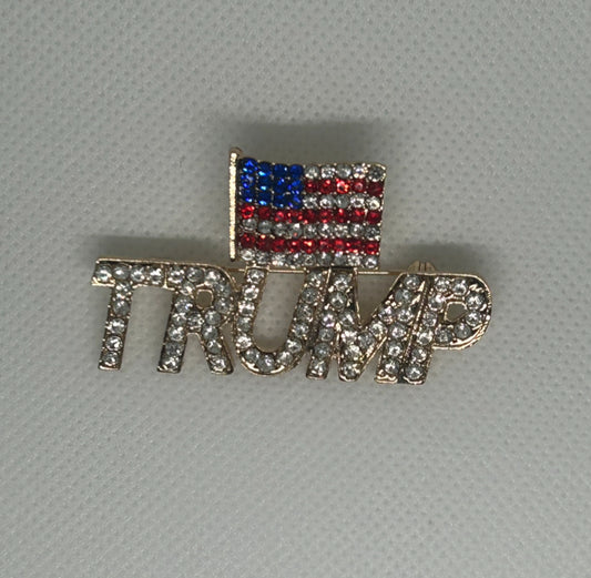 Trump American Flag Rhinestone Brooch