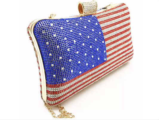 American Flag Rhinestone Evening Bag