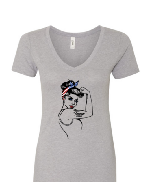 Trump 2024 Rosie The Riveter Women's V-Neck T-Shirt