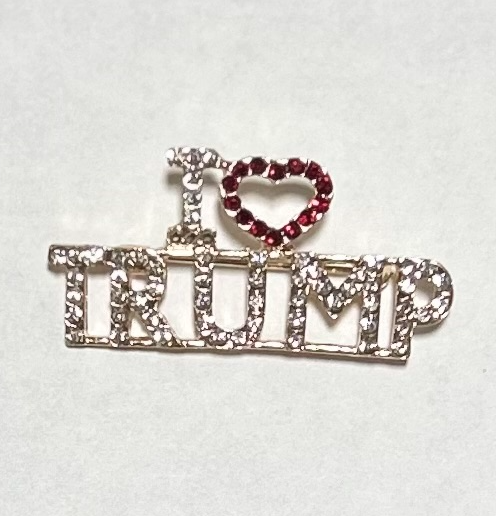 I Love Trump Rhinestone Brooch