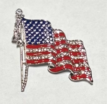 American Flag Rhinestone Brooch